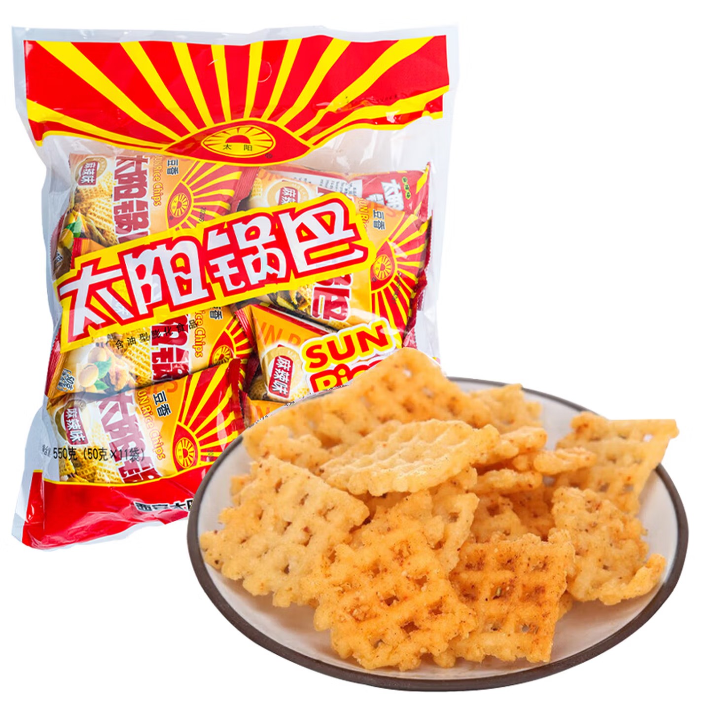 太阳锅巴 豆香 麻辣味 550g(50g*11袋) 辣道劲爽解馋休闲零食儿时回忆